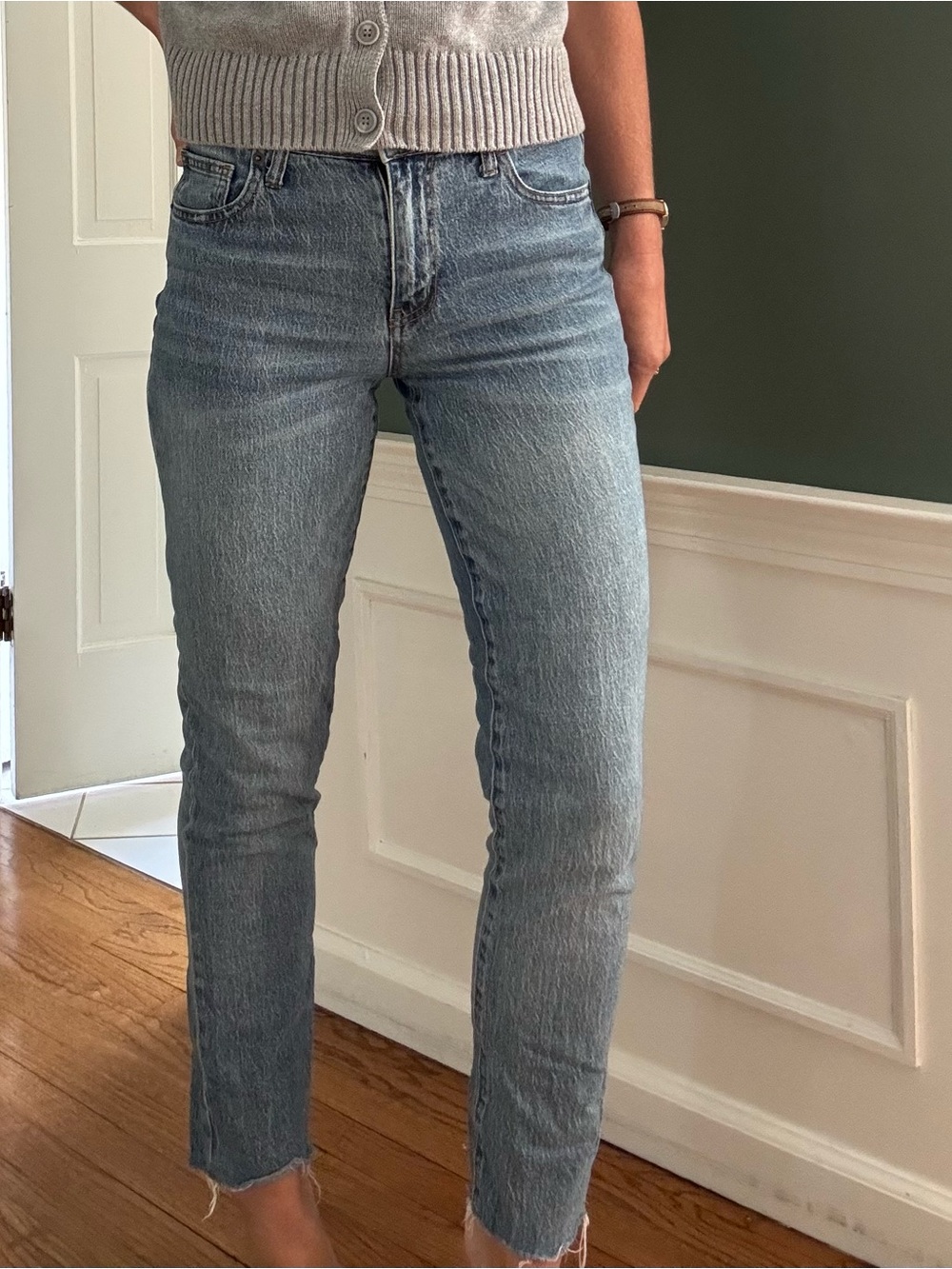 Medium - Rise Light Blue Straight Leg Jeans — Women's